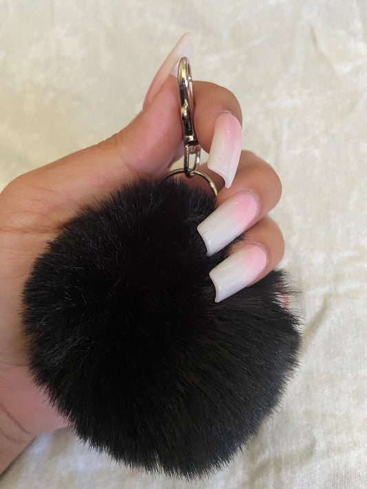 Black Pom faux keychain